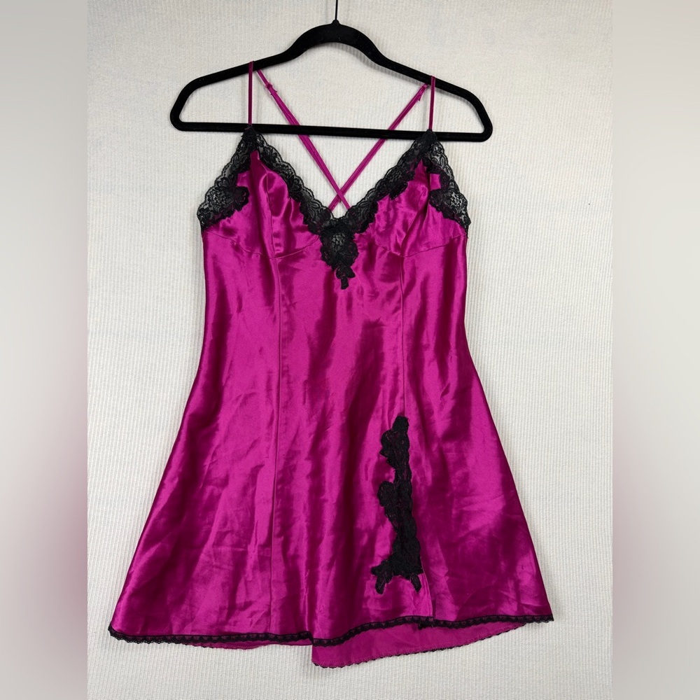 Frederick's of Hollywood Satin Slip Dress LARGE Vintage Y2K Fairy Whimsigoth